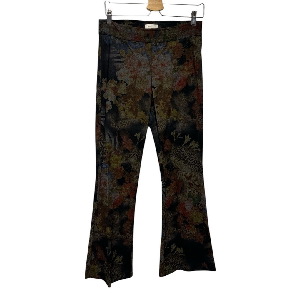 Avenue Montaigne Bellini Flare Pants Dark Floral Size 8 NWT Stretch High Rise